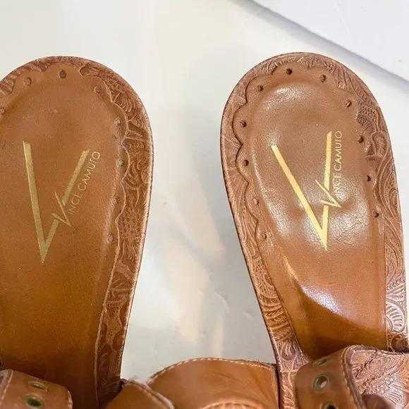 VINCE CAMUTO POINTY TOE BROWN LEATHER SLINGBACK PUMPS SZ 10 - Picture 4 of 8